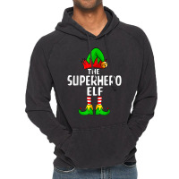 Superhero Elf Matching Family Group Christmas Party Pajama Vintage Hoodie | Artistshot