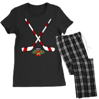 Funny Ice Hockey Christmas Shirt Candy Stick Gift Kids T Shirt Women's Pajamas Set | Artistshot