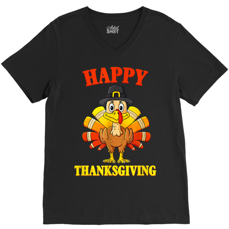 Happy Thanksgiving Turkey Day Fall Season Funny Cute Toddler V-neck Tee | Artistshot