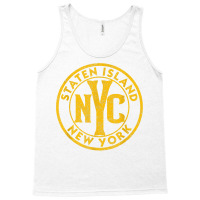 Staten Island New York Vintage Sign Distressed Amber Print T Shirt Tank Top | Artistshot