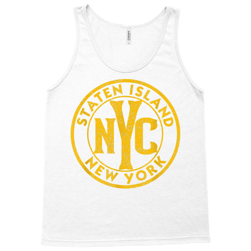 Staten Island New York Vintage Sign Distressed Amber Print T Shirt Tank Top by cm-arts | Artistshot