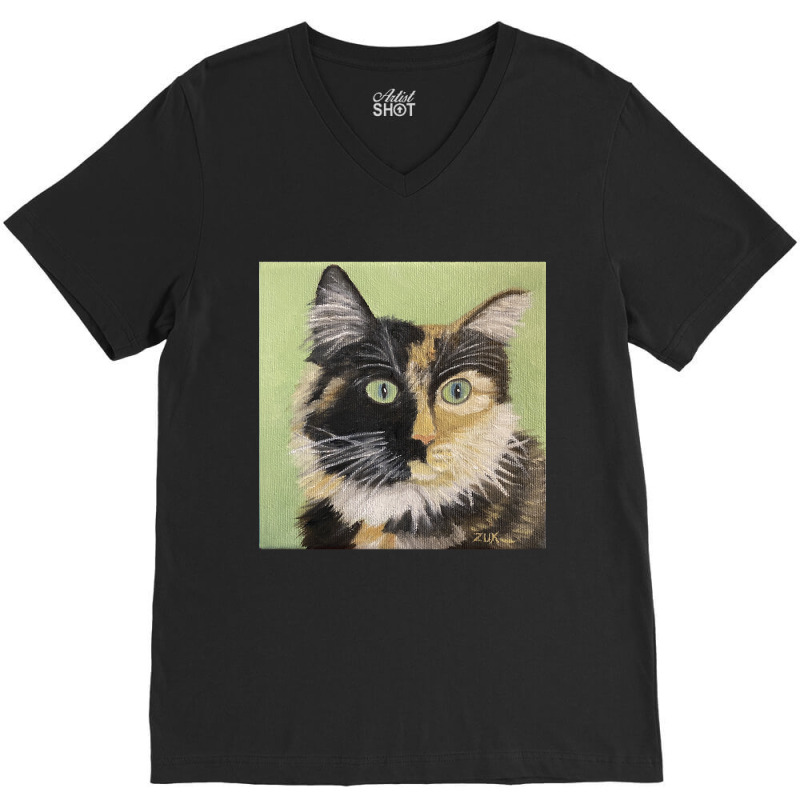 Tortoiseshell Cat Face V-Neck Tee by Crowley Tidwell | Artistshot