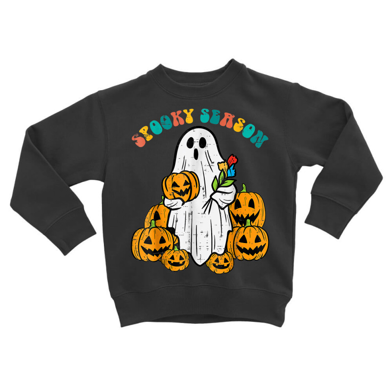 Ghost Pumpkins Spooky Season Retro Groovy Halloween Toddler Sweatshirt by Snake | Artistshot