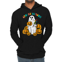 Ghost Pumpkins Spooky Season Retro Groovy Halloween Lightweight Hoodie | Artistshot