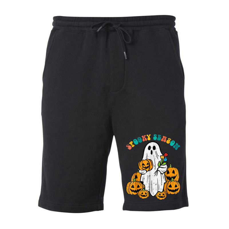 Ghost Pumpkins Spooky Season Retro Groovy Halloween Fleece Short by Snake | Artistshot