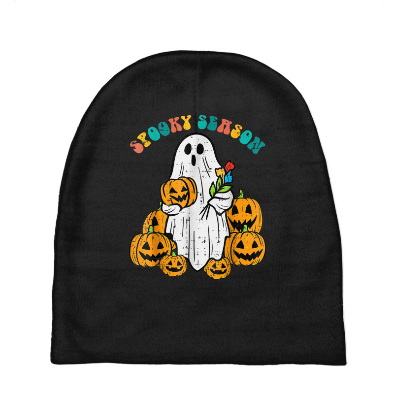 Ghost Pumpkins Spooky Season Retro Groovy Halloween Baby Beanies by Snake | Artistshot