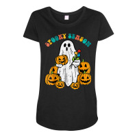 Ghost Pumpkins Spooky Season Retro Groovy Halloween Maternity Scoop Neck T-shirt | Artistshot