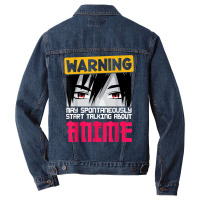 Warning May Spontaneously Start Talking About Anime Boys T Shirt Men Denim Jacket | Artistshot