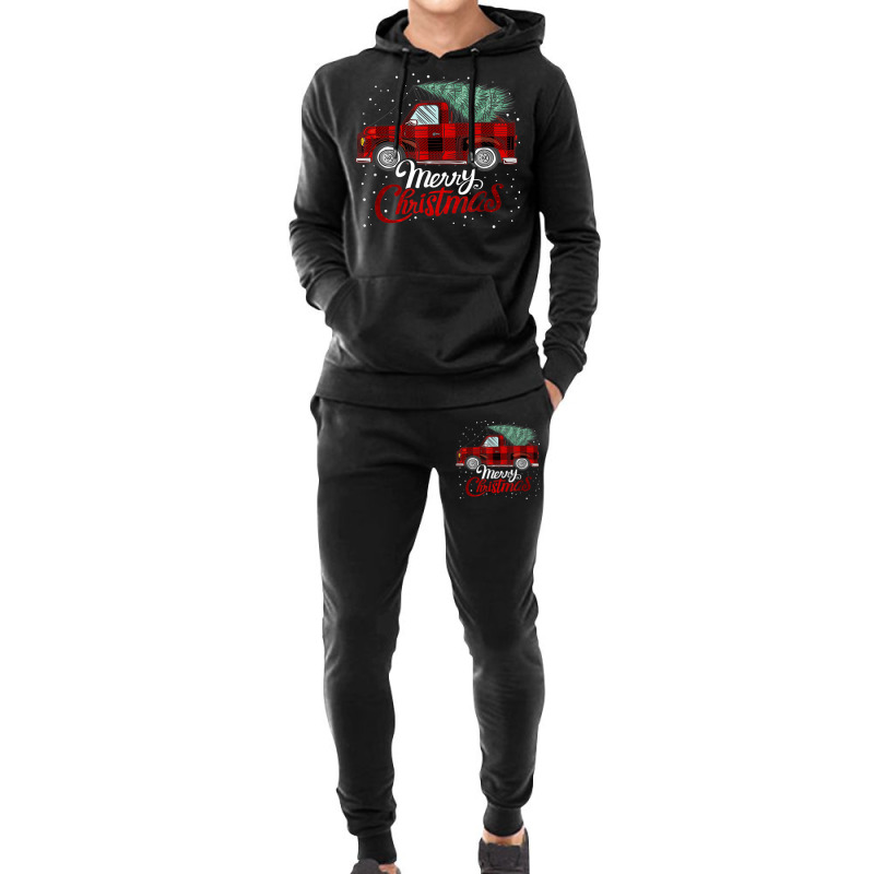 Merry Christmas Buffalo Truck Tree Red Plaid Xmas Holiday Hoodie & Jogger Set | Artistshot