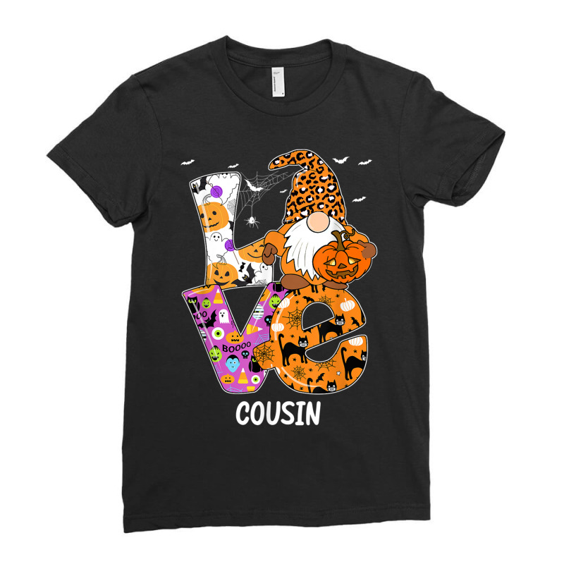 Love Cousin Halloween Gnome Pumpkin Spooky Season Ladies Fitted T-Shirt by Skunk | Artistshot