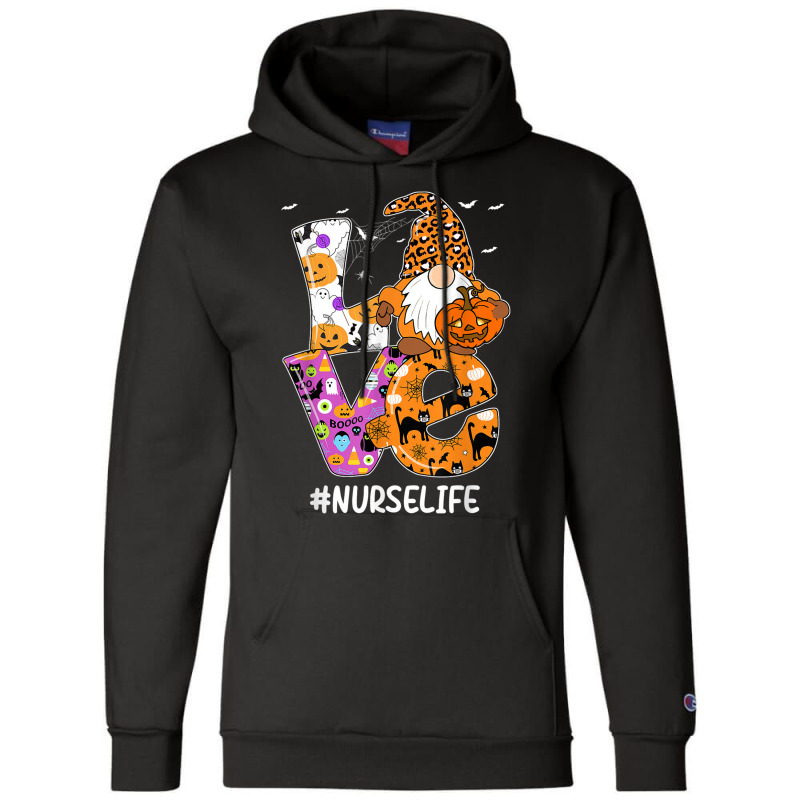 Love Nurse Life Halloween Gnome Pumpkin Nurse Spooky Season Champion Hoodie by Skunk | Artistshot