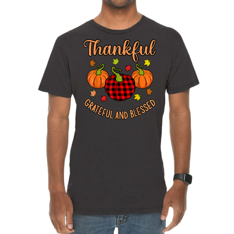 Thankful Grateful Blessed Turkey Thanksgiving Family Graphic Vintage T-shirt | Artistshot