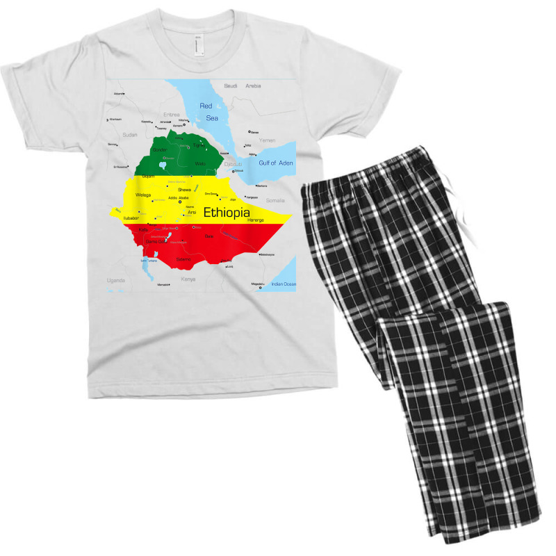 Ethiopia Map. Ethiopian Habesha Flag, Location And Pride T Shirt Men's T-shirt Pajama Set by cm-arts | Artistshot