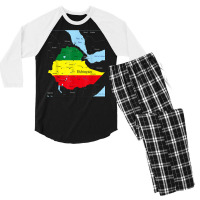 Ethiopia Map. Ethiopian Habesha Flag, Location And Pride T Shirt Men's 3/4 Sleeve Pajama Set | Artistshot