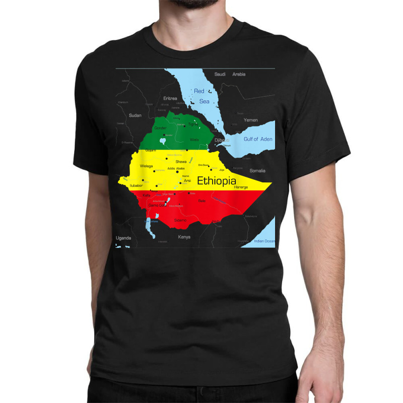 Ethiopia Map. Ethiopian Habesha Flag, Location And Pride T Shirt Classic T-shirt by cm-arts | Artistshot