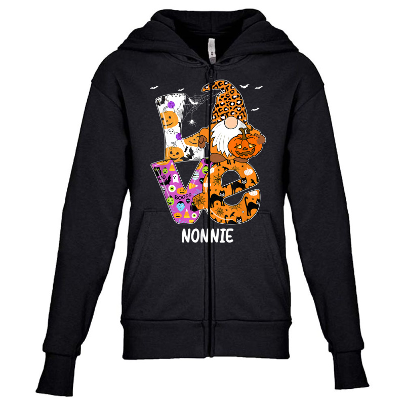 Love Nonnie Halloween Gnome Pumpkin Spooky Season Youth Zipper Hoodie by Swiss | Artistshot