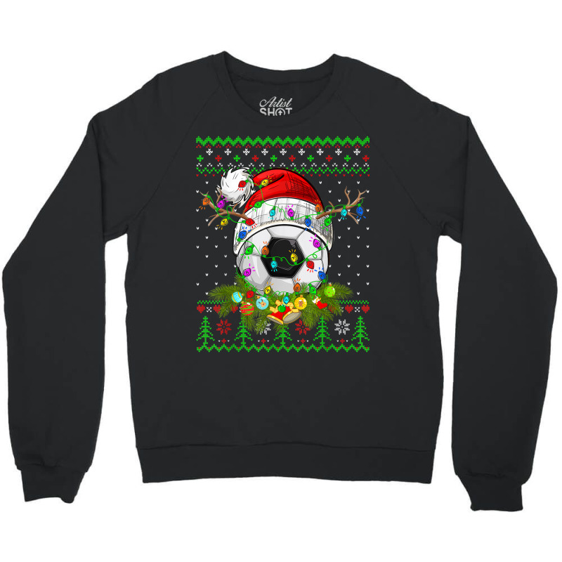 Funny Soccer Sport Ugly Christmas Pajama Lights Xmas Crewneck Sweatshirt | Artistshot