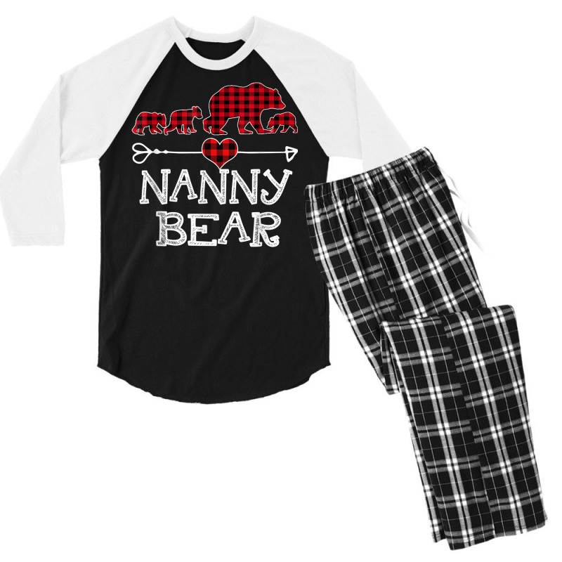 Red Plaid Nanny Bear Matching Family Pajama Christmas Men's 3/4 Sleeve Pajama Set | Artistshot