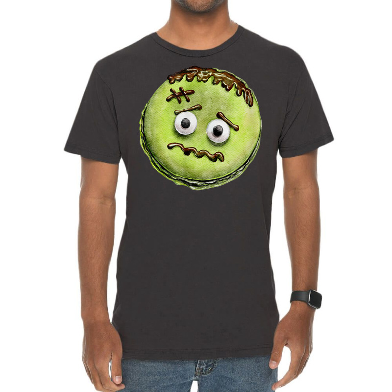 Halloween Sweets Nr. 9 Scared Face Green Cookie Vintage T-shirt | Artistshot