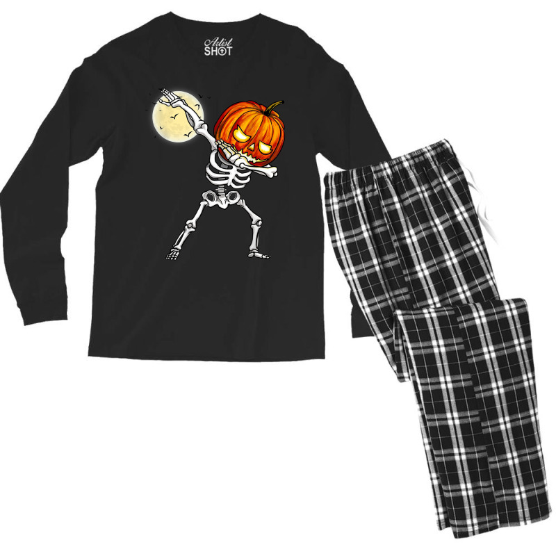 Halloween Boys Dabbing Skeleton Scary Pumpkin This Year Men's Long Sleeve Pajama Set | Artistshot