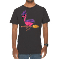 Halloween Flamingo Funny Witch Scary Party Broom Vintage T-shirt | Artistshot