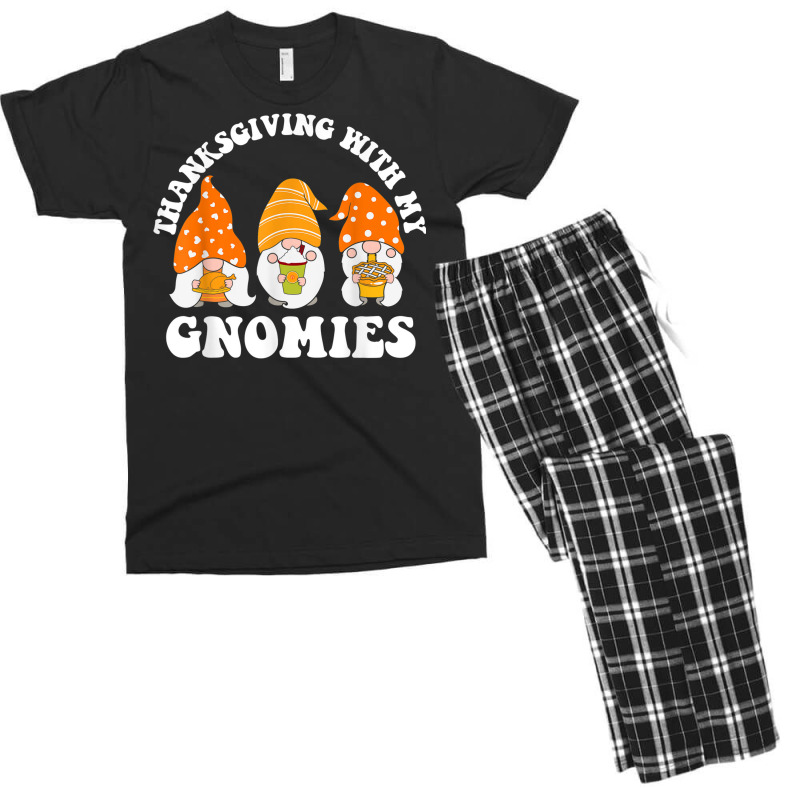 Thanksgiving With My Gnomies Funny Gnomes Autumn Holiday Men's T-shirt Pajama Set | Artistshot