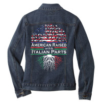 American Italian Pride American Raised With Italian Parts Ladies Denim Jacket | Artistshot