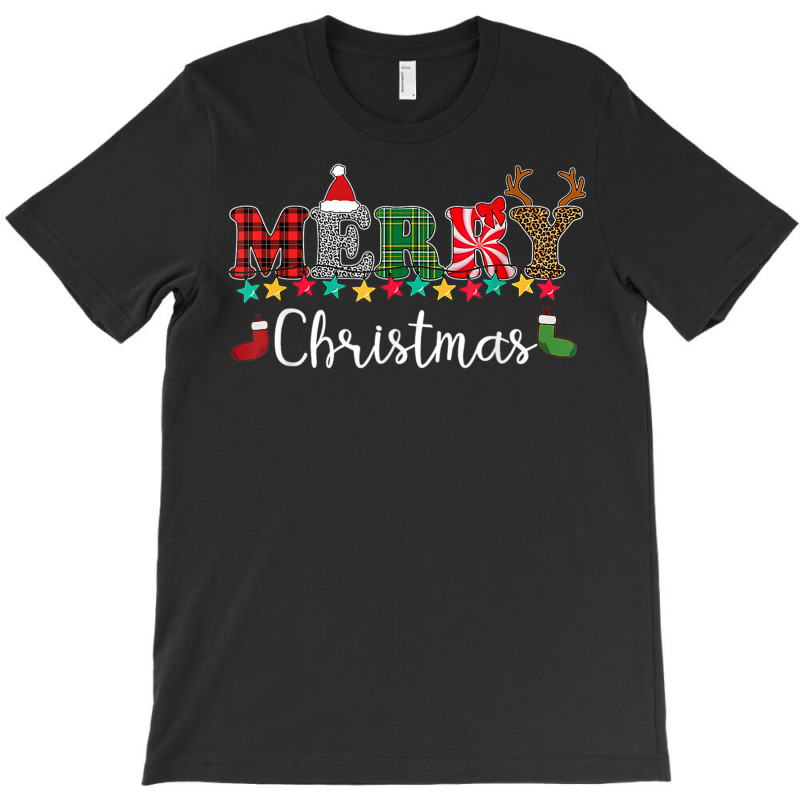 Merry Christmas Leopard Buffalo Red Plaid Kids Men Women T-shirt | Artistshot