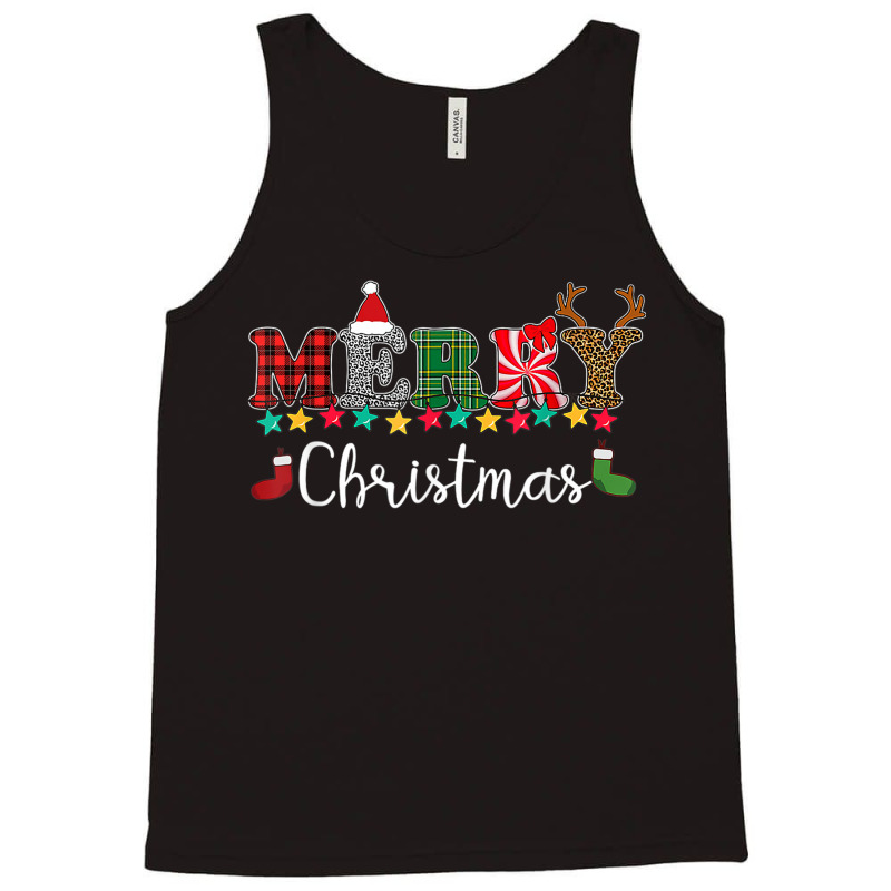 Merry Christmas Leopard Buffalo Red Plaid Kids Men Women Tank Top | Artistshot