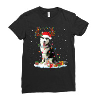 Siberian Husky Christmas Tree Lights Santa Xmas Pajama Ladies Fitted T-shirt | Artistshot