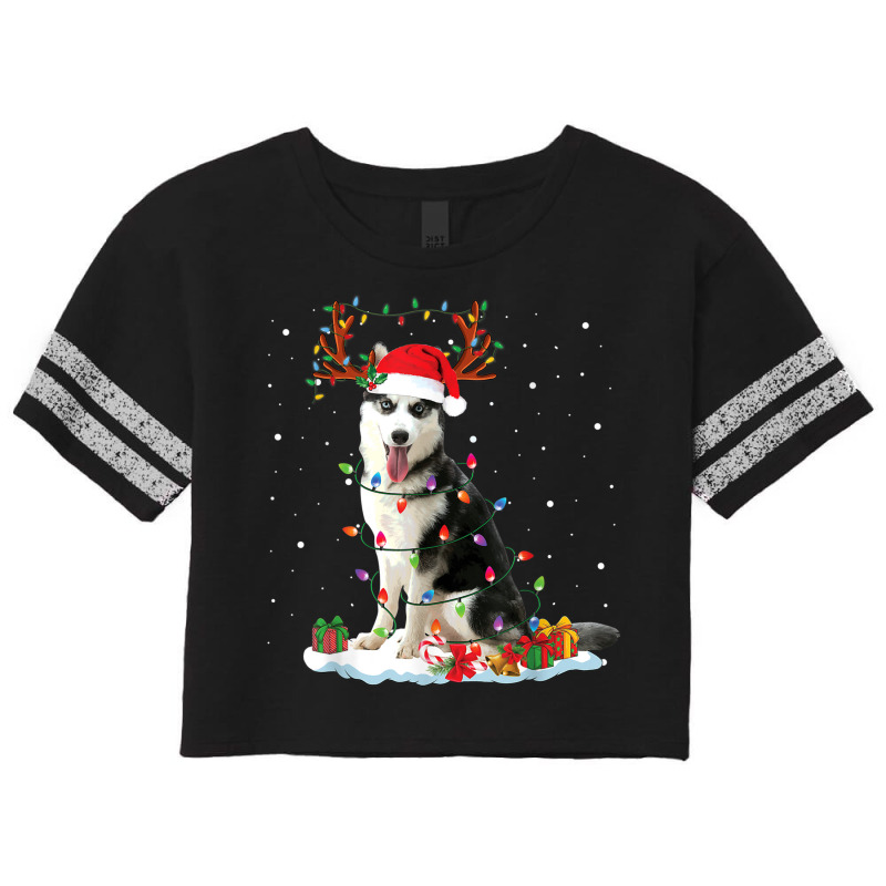 Siberian Husky Christmas Tree Lights Santa Xmas Pajama Scorecard Crop Tee by Golden | Artistshot