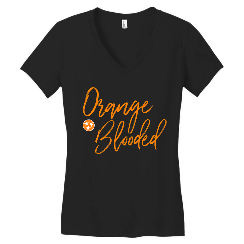 Tennessee Fan Orange Blooded Vol Sports Fan State Flag Tn Women's V-Neck T-Shirt by cm-arts | Artistshot