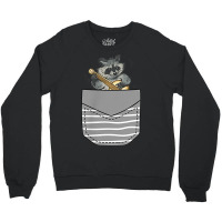 Banjo Instrument Raccoon In Pocket Crewneck Sweatshirt | Artistshot