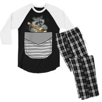 Banjo Instrument Raccoon In Pocket Men's 3/4 Sleeve Pajama Set | Artistshot