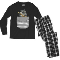 Banjo Instrument Raccoon In Pocket Men's Long Sleeve Pajama Set | Artistshot