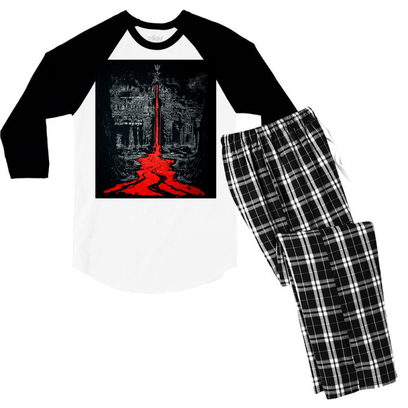 Temple Of The Bleeding Trident, Shiva, Trishul, Temple Of The Bleeding Men's 3/4 Sleeve Pajama Set | Artistshot