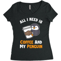 Coffee And My Penguin Sea Bird King Emperor Penguin Women's Triblend Scoop T-shirt | Artistshot