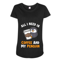 Coffee And My Penguin Sea Bird King Emperor Penguin Maternity Scoop Neck T-shirt | Artistshot