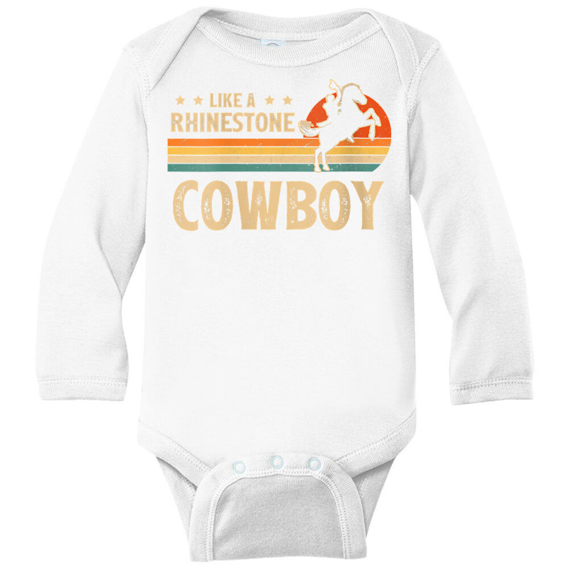 Womens Funny Western Life Rodeo Country Like A Rhinestone Cowboy V Nec Long Sleeve Baby Bodysuit by cm-arts | Artistshot