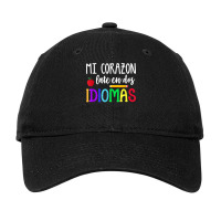 Mi Corazon Late En Dos Idiomas Bilingual T Shirt Adjustable Cap | Artistshot