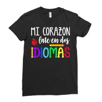 Mi Corazon Late En Dos Idiomas Bilingual T Shirt Ladies Fitted T-shirt | Artistshot