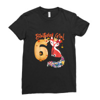 Fox Animal Lovers 6th Birthday Girl Fox B-day 6 Year Old Ladies Fitted T-shirt | Artistshot