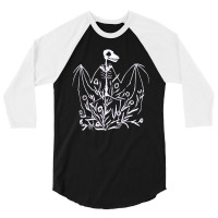 Bat Skeleton And Chicorys, Bat Skeleton And Chicorys Vintage, Bat Skel 3/4 Sleeve Shirt | Artistshot