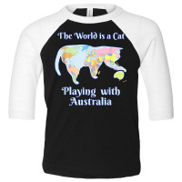 Funny World Is A Cat Playing Map T Shirt Toddler 3/4 Sleeve Tee | Artistshot