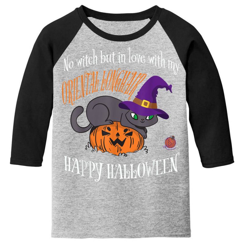 Oriental Longhair   Cat Lover Not A Witch Funny Halloween Youth 3/4 Sleeve | Artistshot