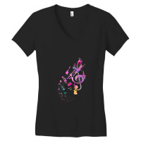 Musical Instrument Music Notes Musician Treble Clef Women's V-neck T-shirt | Artistshot