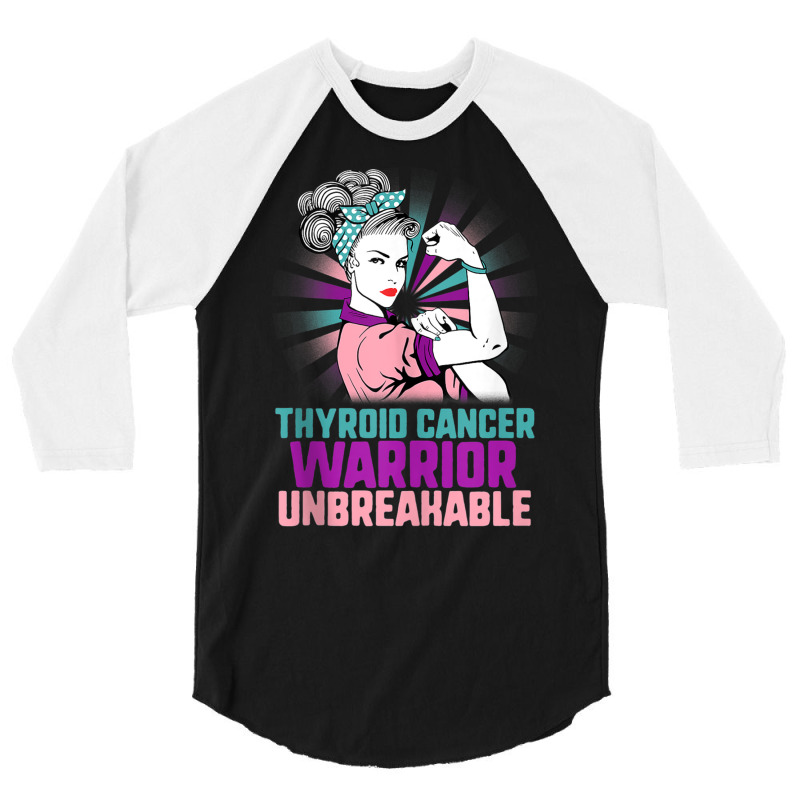 Thyroid Cancer Woman Warrior Purple Pink Ribbon Awareness Tank Top 3/4 Sleeve Shirt | Artistshot