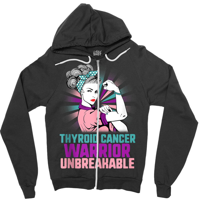 Thyroid Cancer Woman Warrior Purple Pink Ribbon Awareness Tank Top Zipper Hoodie | Artistshot