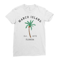 Womens Marco Island Florida Colorful Palm Tree Retro Novelty Art V Nec Ladies Fitted T-shirt | Artistshot