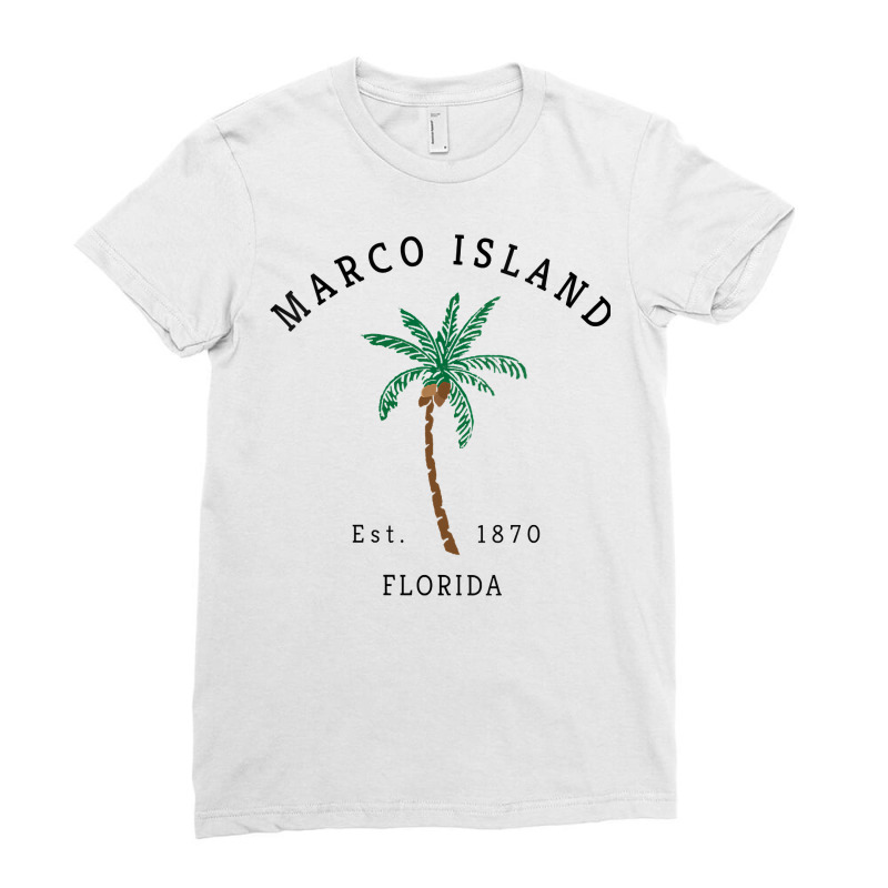 Womens Marco Island Florida Colorful Palm Tree Retro Novelty Art V Nec Ladies Fitted T-Shirt by cm-arts | Artistshot